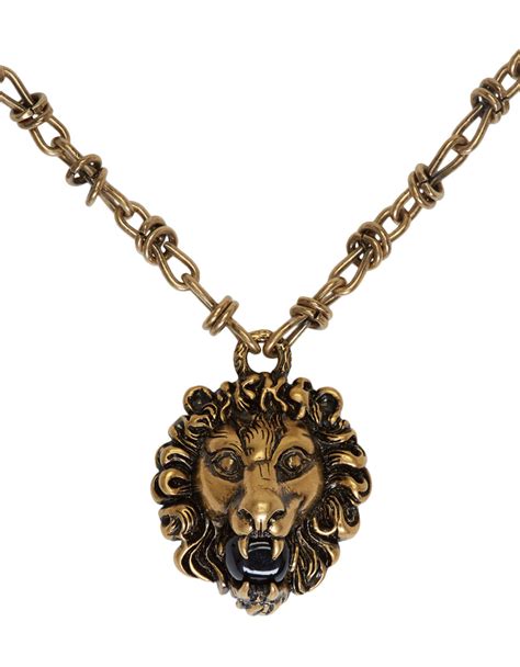 collier gucci tete de lion|GUCCI Lion Pendant Necklace .